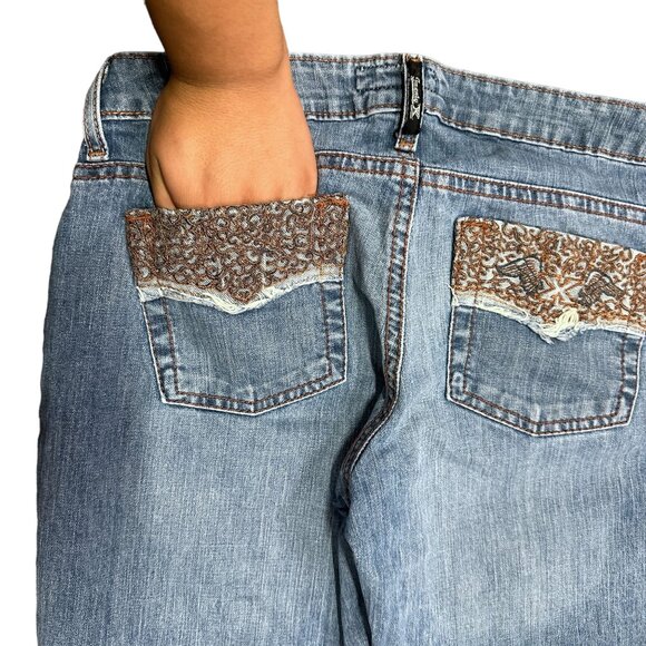 Twenty X Jeans Womens 7/8x34 Houston Lowest Rise Bootcut Embroidered Slim Fit - Picture 9 of 14